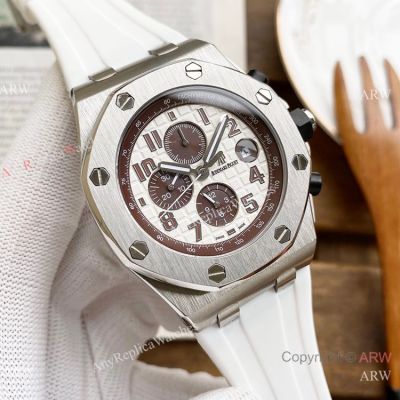 Knockoff Audemars Piguet Royal Oak Offshore 26470 Watches SS White Rubber Strap Automatic